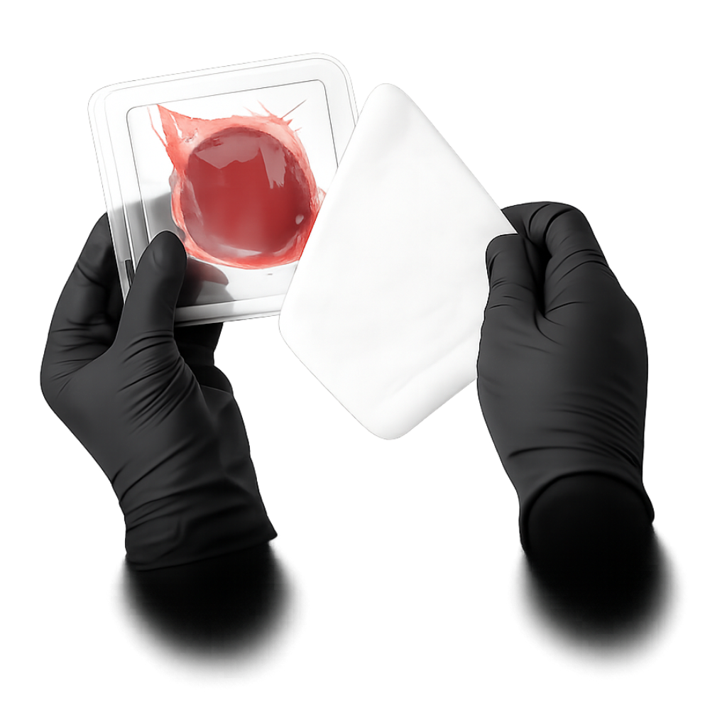 ActiGraft+ whole blood clot dressing applied to wound