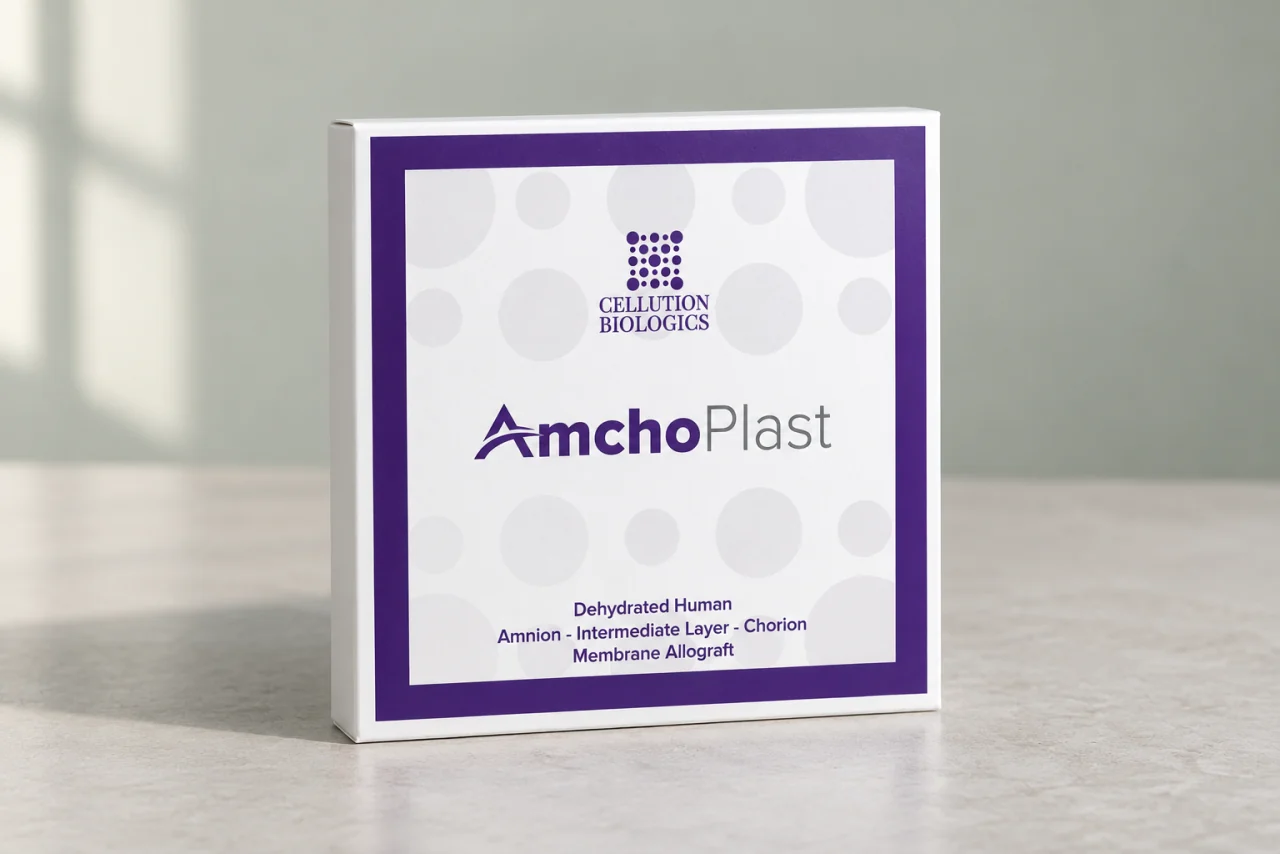 Illustrative photograph: AmchoPlast purple and white package in natural daylight