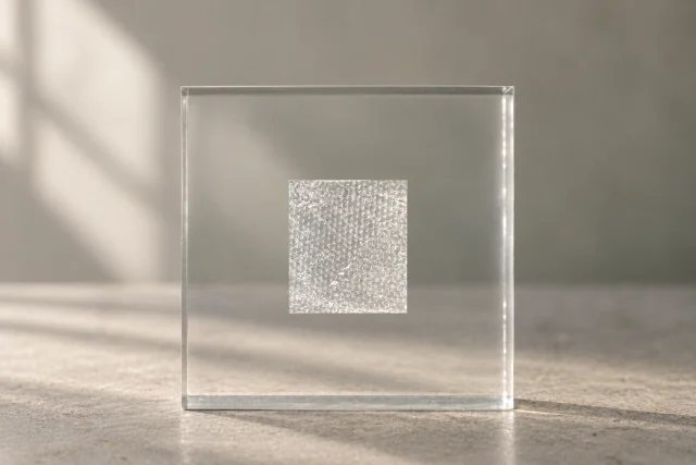 Illustrative photograph: Membrane Wrap tissue displayed against a clear plate