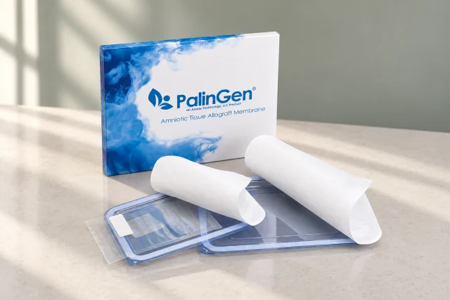 Illustrative photograph: PalinGen package with its manufacturer-referenced tray configuration